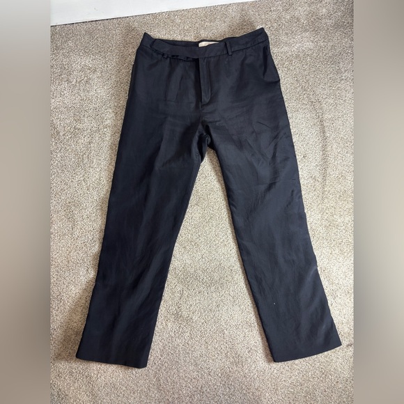 A.F. Vandevorst Pants - A.F. VANDEVORST Black Silk Button Side Straight Belgian Designer EU 38/US 6/8